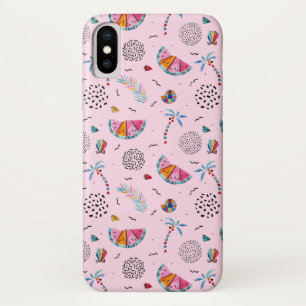 Tropical Pink Memphis Style Pattern iPhone X Case