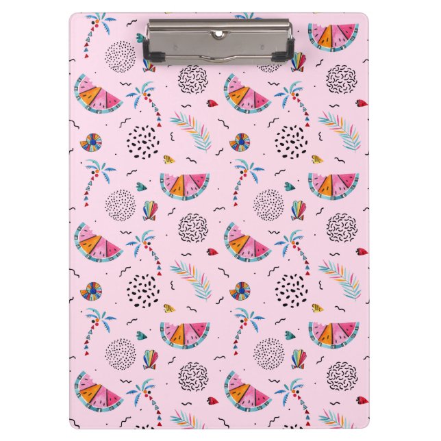 Tropical Pink Memphis Style Pattern Clipboard (Front)