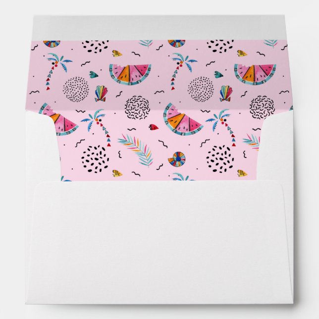Tropical Pink Memphis Style Pattern Envelope (Back (Bottom))