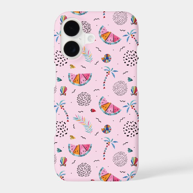 Tropical Pink Memphis Style Pattern Iphone Case (Back)