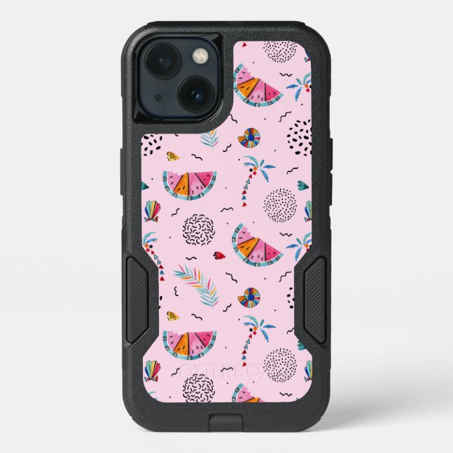 Tropical Pink Memphis Style Pattern Otterbox iPhone Case (Back)