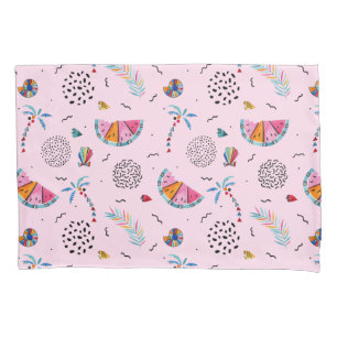 Tropical Pink Memphis Style Pattern Pillow Case