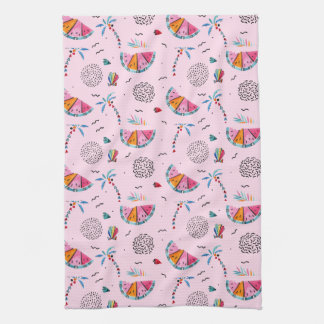 Tropical Pink Memphis Style Pattern Towel
