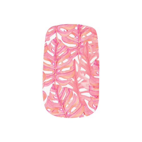 Tropical Pink Monstera Plant Leaves   Minx Nail Art