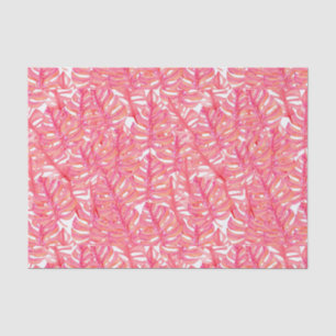 Tropical Pink Monstera Plant Leaves Tissue Paper