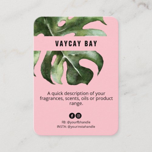 Tropical Pink Monstera Product Price List Card
