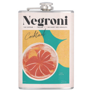 Tropical Pink Negroni Cocktail Retro Flask