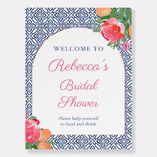 Tropical Pink Orange Bridal Shower Welcome Foam Board