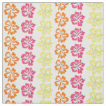 Tropical Pink Orange Hawaiian Hibiscus Flowers Fabric