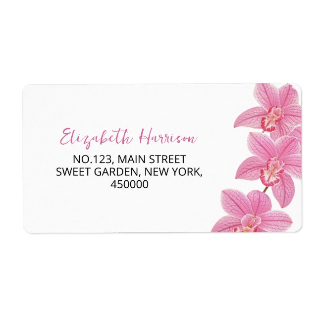 Tropical Pink Orchid Flower Address Label (Front)
