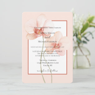 Tropical Pink Orchid Flowers Wedding Invitation