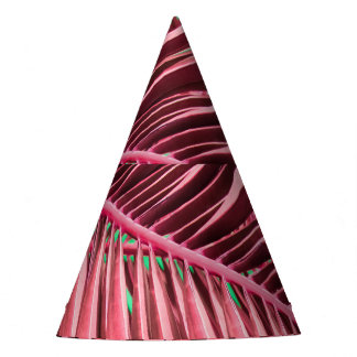 Tropical Pink Palm Leaves Background Party Hat