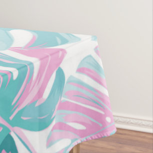 Tropical Pink Palm Leaves Tablecloth