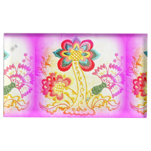 tropical pink palm tree table card holder