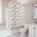 Tropical Pink Pastel Flamingos Shower Curtain at Zazzle