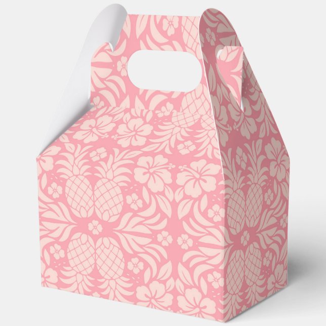 Tropical pink pineapple print favor boxes (Front)