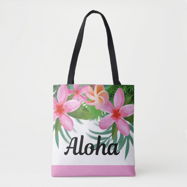 Tropical Pink Plumeria Aloha II Tote Bag  (Front)
