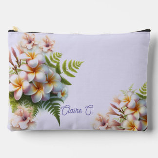 Tropical Pink Plumeria Hibiscus Accessory Pouch