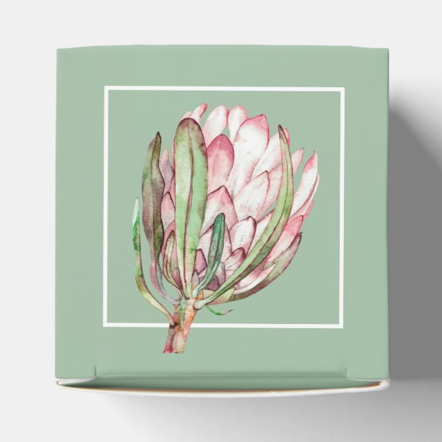 Tropical Pink Protea Floral Party Favor Boxes (Top)