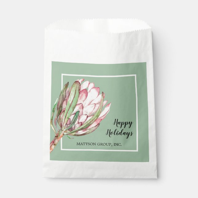 Tropical Pink Protea Floral Treat Party Favor Bag (Front)