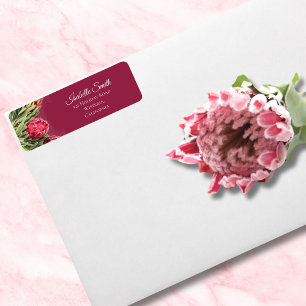 Tropical Pink Protea Floral Wedding Return Address Label