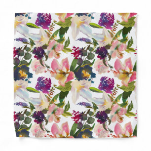 Tropical Pink Purple Lilies Floral Pocket Square Bandana