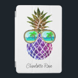Tropical pink purple pineapple iPad mini cover<br><div class="desc">Tropical pink purple pineapple ipad mini - Meet our adorable purple pineapple, rocking a pair of cool sunglasses with a beachy twist! In the reflection of the shades, you'll find a serene beach scene complete with sparkling water and a swaying palm tree. The pineapple's unique purple hue mirrors the shimmering...</div>
