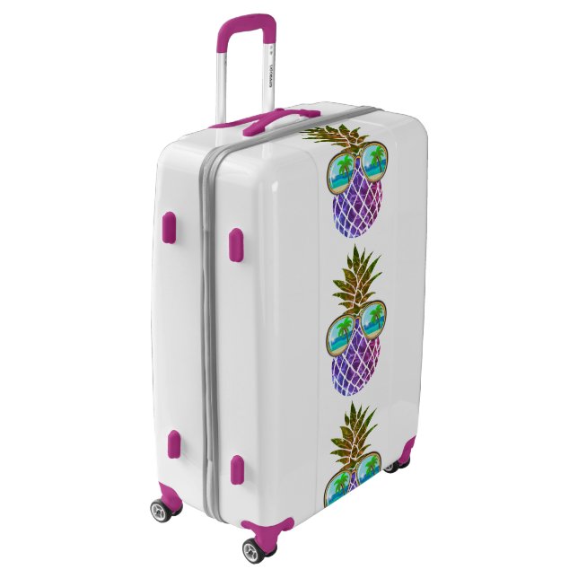 Tropical pink purple pineapple luggage (Rotated Left)