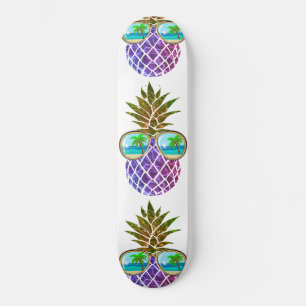 Tropical pink purple pineapple skateboard
