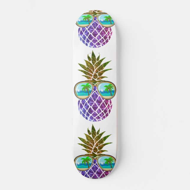 Tropical pink purple pineapple skateboard (Front)