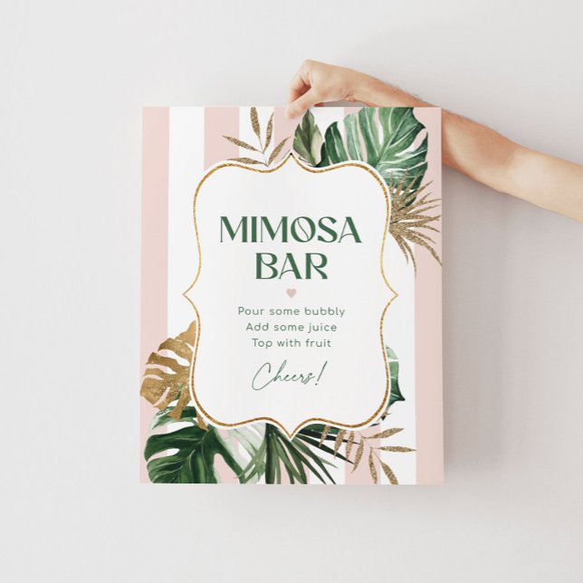 Tropical pink stripes chic bridal mimosa bar poster (Creator Uploaded)