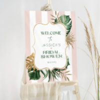 Tropical pink stripes palm beach bridal welcome