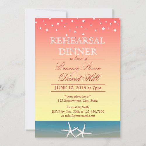 Tropical Pink Summer Beach Rehearsal Dinner 5x7 Paper Invitation Card