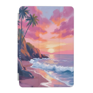 Tropical Pink Sunset Ocean Watercolor iPad Mini Cover