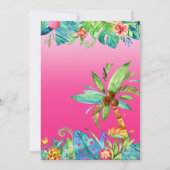 Tropical Pink Teal Floral Ombre Bridal Shower Invitation (Back)