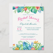 Tropical Pink Teal Floral Ombre Bridal Shower Invitation (Front)