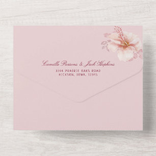 Tropical Pink Tracery Wedding All In One Invitation
