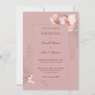 Tropical Pink Tracery Wedding Invitation