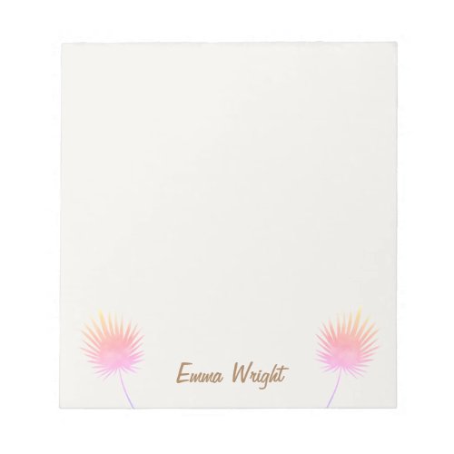 Tropical Pink Watercolor Palm Branch Notepad