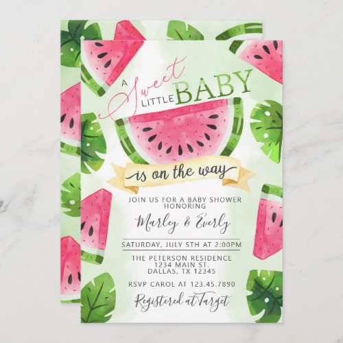Tropical Pink Watermelon Baby Shower Invitation