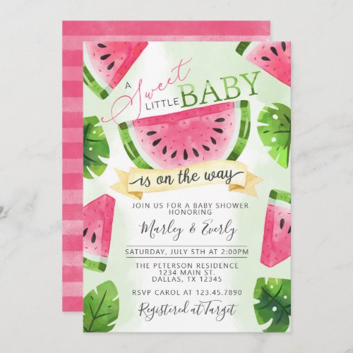 Tropical Pink Watermelon Baby Shower Invitation