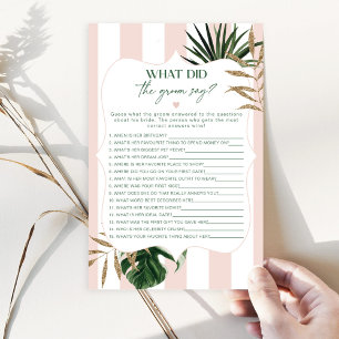 Tropical pink What did the groom say bridal shower