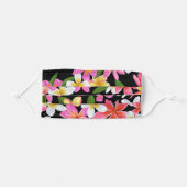 Tropical Pink White Yellow Floral Adult Cloth Face Mask (Front, Folded)