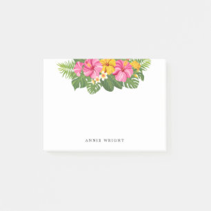 Tropical Pink Yellow Hibiscus Flowers Post-it Notes