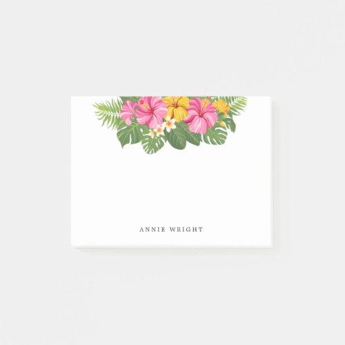 Tropical Pink Yellow Hibiscus Flowers Post_it Notes