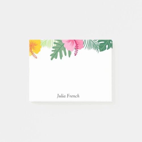 Tropical Pink Yellow Hibiscus Post_It Notes