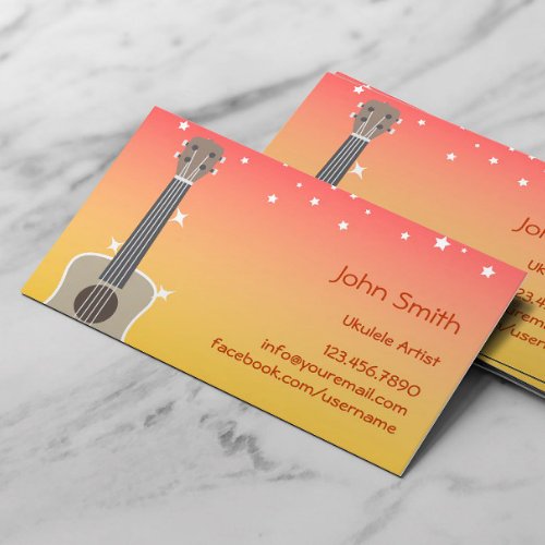 Tropical Pink  Yellow Sky Ukulele Artist Business Card