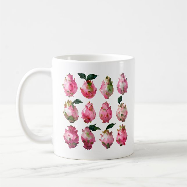 Tropical Pitaya Watercolor Art Coffee Mug (Left)
