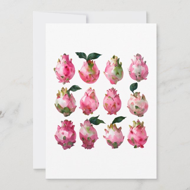 Tropical Pitaya Watercolor Art Invitation (Front)