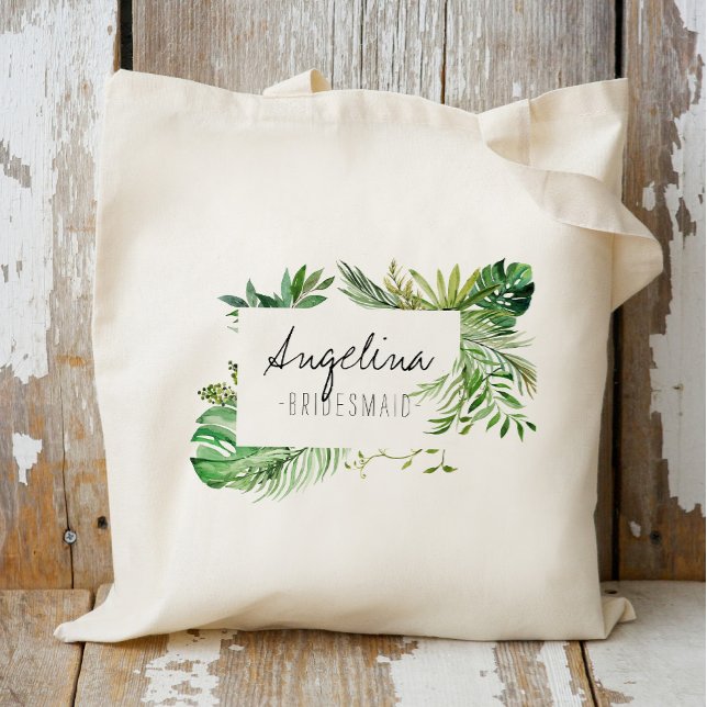 Tropical Plam Leaf Bridesmaid Tote Bag (Creator Uploaded)